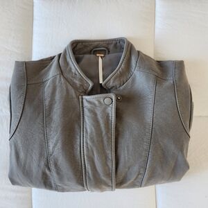 Women's Gray Leather like Jacket